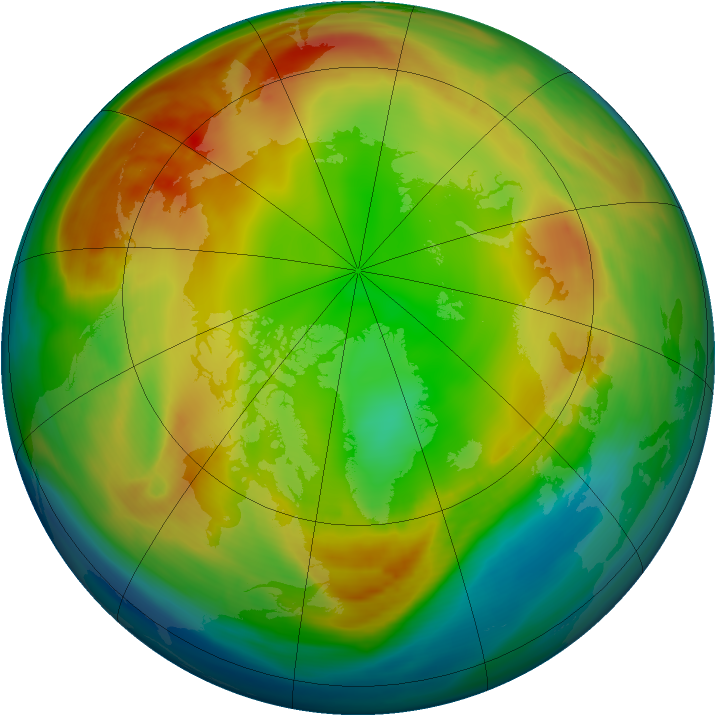 Arctic ozone map for 18 January 2007